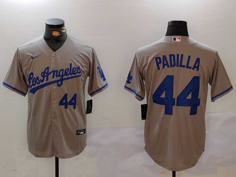 Mens Los Angeles Dodgers #44 Vicente Padilla Number Grey With los Cool Base Stitched Jerseys